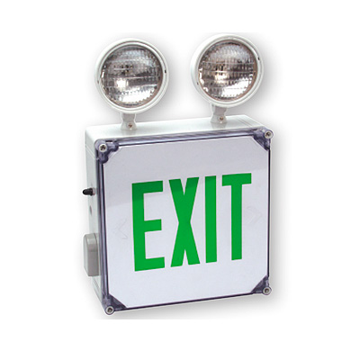 Wet Location LED Exit Sign &amp; Incandescent Combo